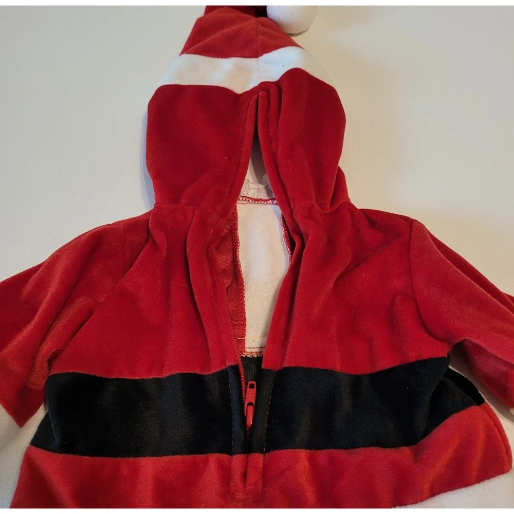 Miniwear Santa Claus Costume Baby 3-6 Months Red Fleece Christmas Hooded Set
